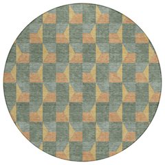 Machine Washable Indoor/Outdoor Chantille ACN2680 Green 8' x 8' Round Rug