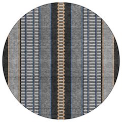 Machine Washable Indoor/Outdoor Chantille ACN2681 Black 8' x 8' Round Rug