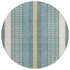 Machine Washable Indoor/Outdoor Chantille ACN2681 Teal 8' x 8' Round Rug