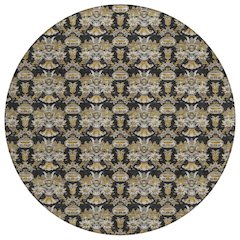 Machine Washable Indoor/Outdoor Chantille ACN2682 Black 8' x 8' Round Rug