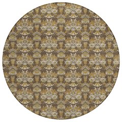 Machine Washable Indoor/Outdoor Chantille ACN2682 Brown 8' x 8' Round Rug