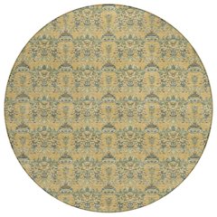 Machine Washable Indoor/Outdoor Chantille ACN2682 Gold 8' x 8' Round Rug