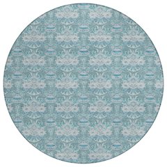 Machine Washable Indoor/Outdoor Chantille ACN2682 Teal 8' x 8' Round Rug