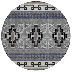 Machine Washable Indoor/Outdoor Chantille ACN2683 Black 8' x 8' Round Rug
