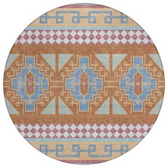 Machine Washable Indoor/Outdoor Chantille ACN2683 Blue 8' x 8' Round Rug