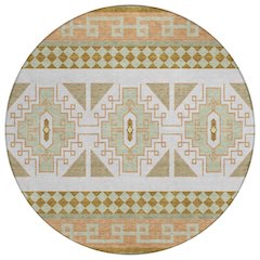 Machine Washable Indoor/Outdoor Chantille ACN2683 Green 8' x 8' Round Rug