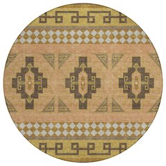 Machine Washable Indoor/Outdoor Chantille ACN2683 Brown 8' x 8' Round Rug