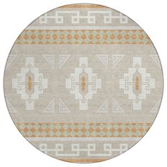 Machine Washable Indoor/Outdoor Chantille ACN2683 Ivory 8' x 8' Round Rug