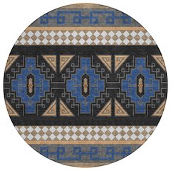 Machine Washable Indoor/Outdoor Chantille ACN2683 Blue 8' x 8' Round Rug