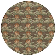 Machine Washable Indoor/Outdoor Chantille ACN2684 Brown 8' x 8' Round Rug