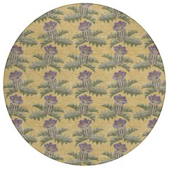 Machine Washable Indoor/Outdoor Chantille ACN2684 Gold 8' x 8' Round Rug