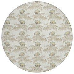 Machine Washable Indoor/Outdoor Chantille ACN2684 Ivory 8' x 8' Round Rug