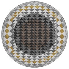 Machine Washable Indoor/Outdoor Chantille ACN2685 Black 8' x 8' Round Rug