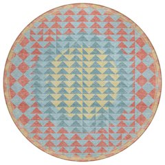 Machine Washable Indoor/Outdoor Chantille ACN2685 Teal 8' x 8' Round Rug