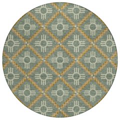Machine Washable Indoor/Outdoor Chantille ACN2686 Green 8' x 8' Round Rug