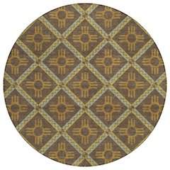 Machine Washable Indoor/Outdoor Chantille ACN2686 Brown 8' x 8' Round Rug