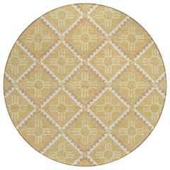 Machine Washable Indoor/Outdoor Chantille ACN2686 Gold 8' x 8' Round Rug