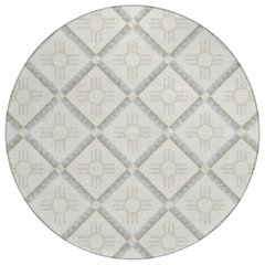 Machine Washable Indoor/Outdoor Chantille ACN2686 Ivory 8' x 8' Round Rug