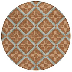 Machine Washable Indoor/Outdoor Chantille ACN2686 Orange 8' x 8' Round Rug
