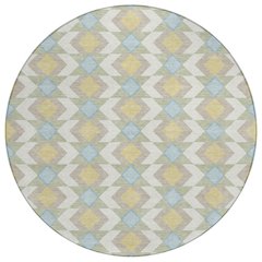 Machine Washable Indoor/Outdoor Chantille ACN2687 Ivory 8' x 8' Round Rug