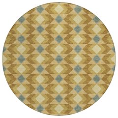 Machine Washable Indoor/Outdoor Chantille ACN2687 Gold 8' x 8' Round Rug