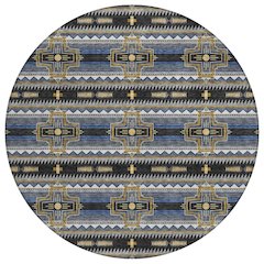 Machine Washable Indoor/Outdoor Chantille ACN2688 Black 8' x 8' Round Rug
