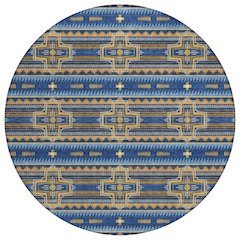 Machine Washable Indoor/Outdoor Chantille ACN2688 Blue 8' x 8' Round Rug