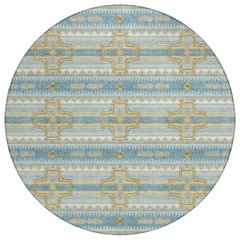 Machine Washable Indoor/Outdoor Chantille ACN2688 Teal 8' x 8' Round Rug