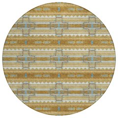 Machine Washable Indoor/Outdoor Chantille ACN2688 Gold 8' x 8' Round Rug