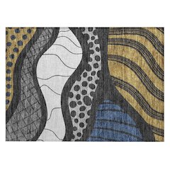 Machine Washable Indoor/Outdoor Chantille ACN2689 Black 1'8" x 2'6" Rug