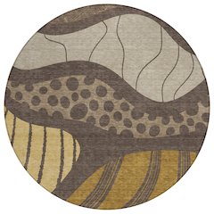 Machine Washable Indoor/Outdoor Chantille ACN2689 Brown 8' x 8' Round Rug