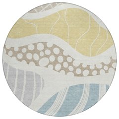 Machine Washable Indoor/Outdoor Chantille ACN2689 Ivory 8' x 8' Round Rug