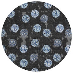 Machine Washable Indoor/Outdoor Chantille ACN2690 Black 8' x 8' Round Rug