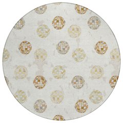 Machine Washable Indoor/Outdoor Chantille ACN2690 Ivory 8' x 8' Round Rug