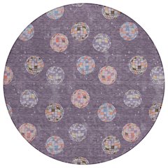 Machine Washable Indoor/Outdoor Chantille ACN2690 Purple 8' x 8' Round Rug