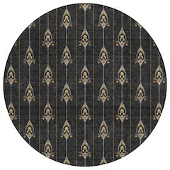 Machine Washable Indoor/Outdoor Chantille ACN2691 Black 8' x 8' Round Rug