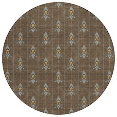Machine Washable Indoor/Outdoor Chantille ACN2691 Brown 8' x 8' Round Rug