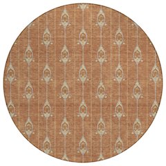 Machine Washable Indoor/Outdoor Chantille ACN2691 Orange 8' x 8' Round Rug