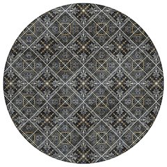 Machine Washable Indoor/Outdoor Chantille ACN2692 Black 8' x 8' Round Rug