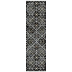 Machine Washable Indoor/Outdoor Chantille ACN2692 Black 2'3" x 7'6" Runner Rug