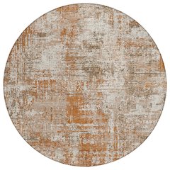 Machine Washable Indoor/Outdoor Chantille ACN2693 Orange 8' x 8' Round Rug
