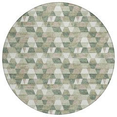 Machine Washable Indoor/Outdoor Chantille ACN2694 Green 8' x 8' Round Rug