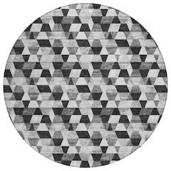 Machine Washable Indoor/Outdoor Chantille ACN2694 Black 8' x 8' Round Rug