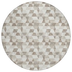 Machine Washable Indoor/Outdoor Chantille ACN2694 Ivory 8' x 8' Round Rug