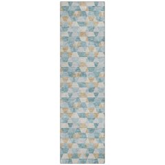 Machine Washable Indoor/Outdoor Chantille ACN2694 Teal 2'3" x 7'6" Runner Rug