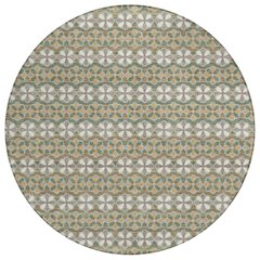 Machine Washable Indoor/Outdoor Chantille ACN2695 Green 8' x 8' Round Rug