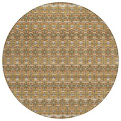 Machine Washable Indoor/Outdoor Chantille ACN2695 Orange 8' x 8' Round Rug