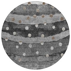 Machine Washable Indoor/Outdoor Chantille ACN2696 Black 8' x 8' Round Rug