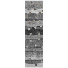 Machine Washable Indoor/Outdoor Chantille ACN2696 Black 2'3" x 7'6" Runner Rug
