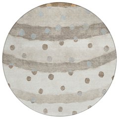 Machine Washable Indoor/Outdoor Chantille ACN2696 Ivory 8' x 8' Round Rug